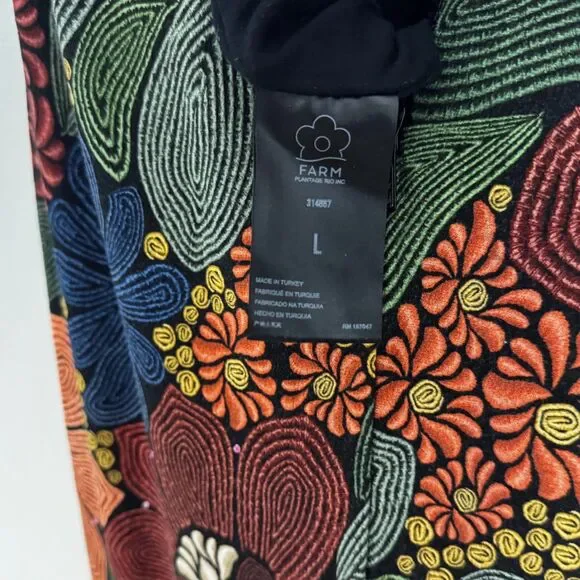 Farm Rio Floral Midi Dress Large Stitched Boho Fall Wedding Guest Worn Once - Picture 6 of 15